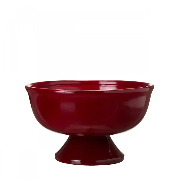 Planting bowl Meryl Red in high-gloss glazed ceramic shaped like a low and wide bowl on a stable foot from Wikholm Form.