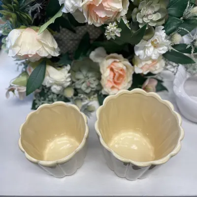 The Edna pot is glazed inside, standing on a bench – Wikholm Form