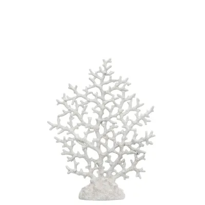 Vit koralldekoration i polymaterial på en liten fot från A lot decoration, höjd 33 cm.