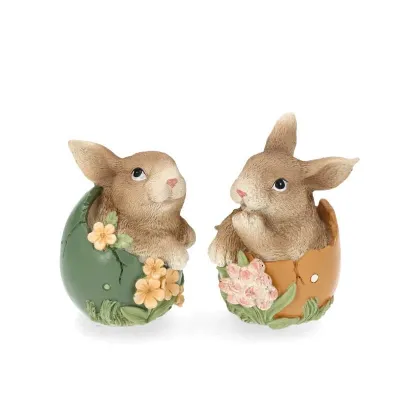 Bunny in egg from A Lot Decoration in green and orange egg, Easter decoration 11 cm