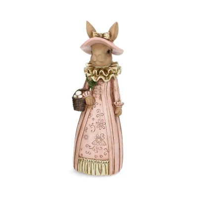 Mrs. Rabbit 30 cm in pink dress with egg basket from A Lot Decoration