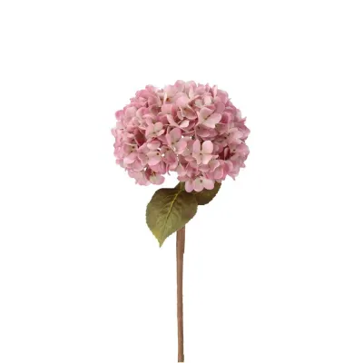 verklighetstrogen gammelrosa, konstgjord hortensia.