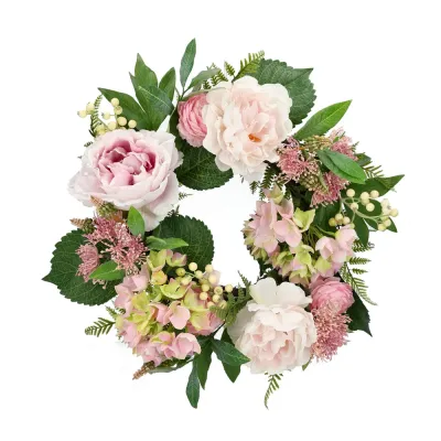 Rosa krans pion och hortensia 50 cm A Lot Decoration