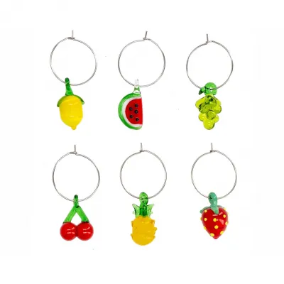 6-pack glasmarkörer i glas formade som färgglada frukter från A Lot Decoration.