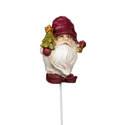 tomte-på stick-knubbig-röd-med-gran