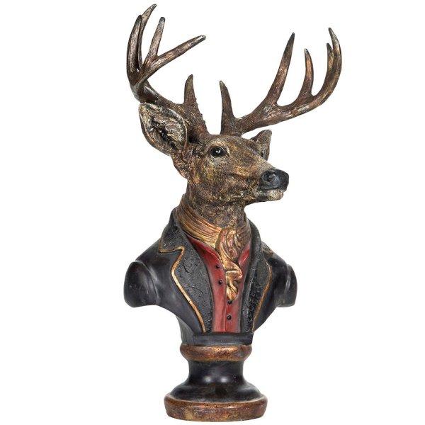 Bust Deer, H58 cm, Black & Antique Gold - A lot decoration