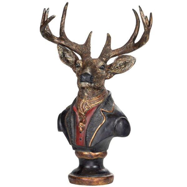 Bust Deer, H58 cm, Black & Antique Gold - A lot decoration