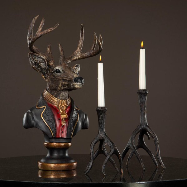 Bust Deer, H58 cm, Black & Antique Gold - A lot decoration