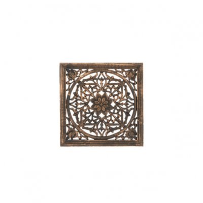 Tempeltavla Carve blomma/cirkel 30x30 cm, Black & Gold - Affari