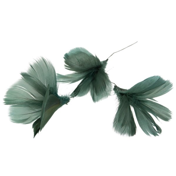 Feather flower, dark blue-green, 12 pcs - A lot Decoration
