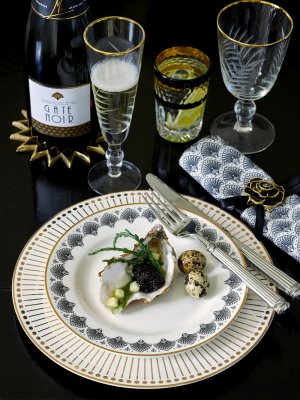 Champagneglas Bladslipning, guld - Gate Noir