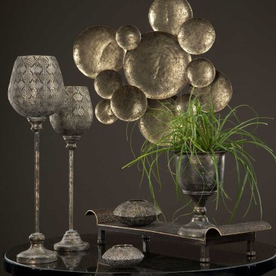 Decorative candle lantern Dahlia in golden brown metal from A Lot Decoration in a rustic interior