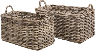 Rottingkorg Rectangular Basket 2-set, Kubu Grey - Artwood