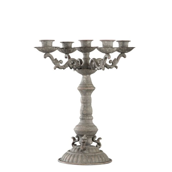 Candelabra Baroque 5-arm, gray-brown - A lot decoration
