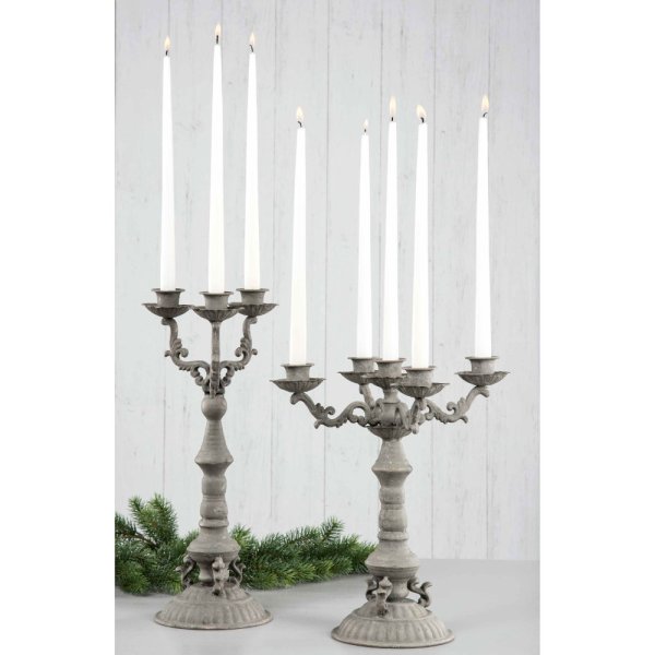 Candelabra Baroque 5-arm, gray-brown - A lot decoration