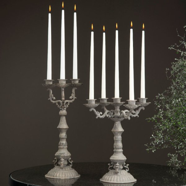 Candelabra Baroque 5-arm, gray-brown - A lot decoration