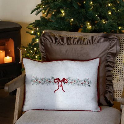 Cushion Cover Aix Christmas Tree & Bow Linen - Chic Antique