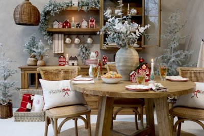 Cushion Cover Aix Christmas Tree & Bow Linen - Chic Antique