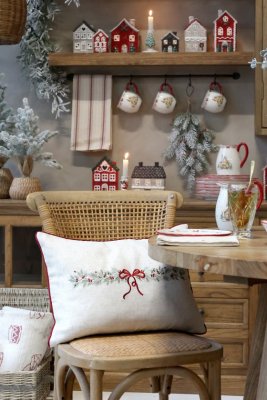 Cushion Cover Aix Christmas Tree & Bow Linen - Chic Antique