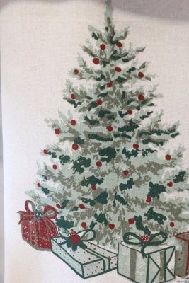 Kitchen Towel Aix Christmas Tree Linen and Green - Chic Antique