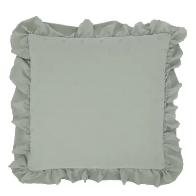 Frilagd produktbild på dovt blågrönt quiltat kuddfodral Aix 50x50 cm från Chic Antique