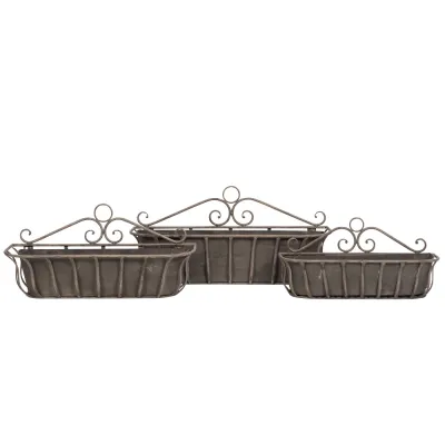 blomlåda-för väggmontering-i-gråbrun-metall-tre-storlekar