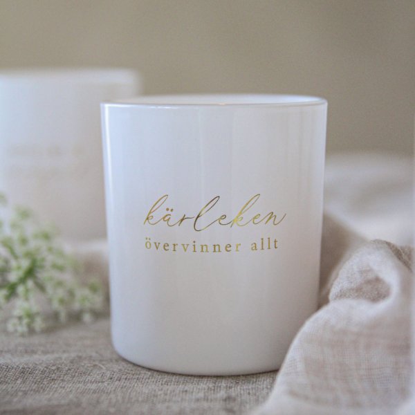 Votive "Kärleken övervinner allt", incl. gift box, White & Gold - Majas Cottage