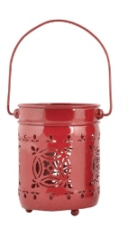 Lantern with cut-out pattern, red - Ib Laursen