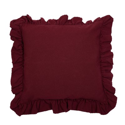 Kuddfodral Vide med Volang Vinröd 45x45 cm – Fondaco