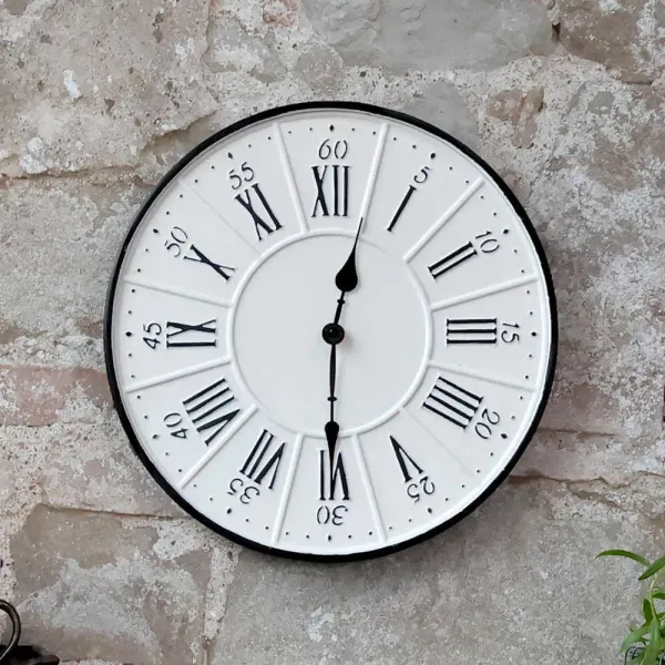 Väggklocka Romersk Vintage, Ø35 cm, Vit & Svart - Chic Antique