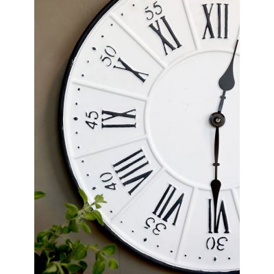 wall-clock-in-white-and-black-with-roman-numerals