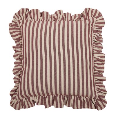 Kuddfodral Svea med Volang Vinröd/Natur 45x45 cm – Fondaco