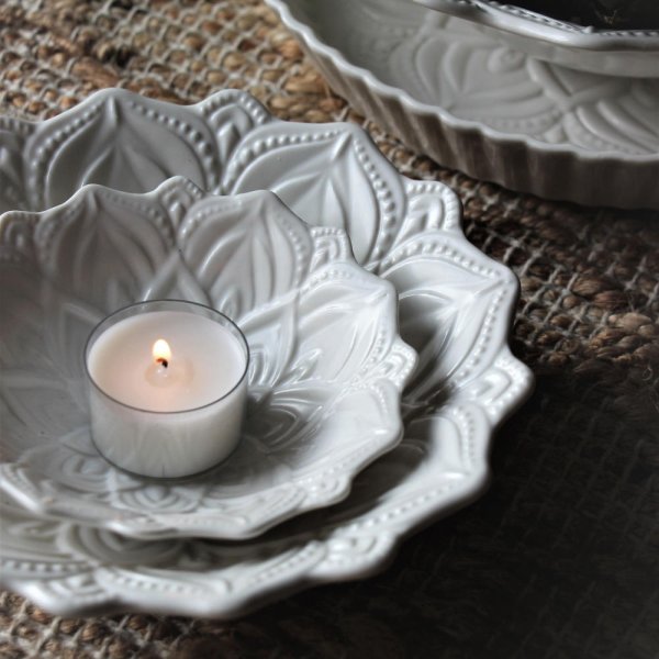 Skål Mandala, Ø17 cm, vit - Majas Cottage