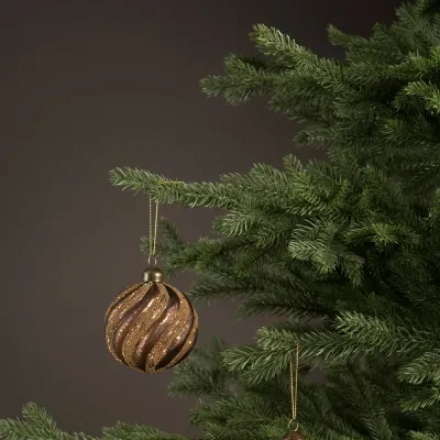 Christmas-tree-ball-glass-in-brown-with-glitter