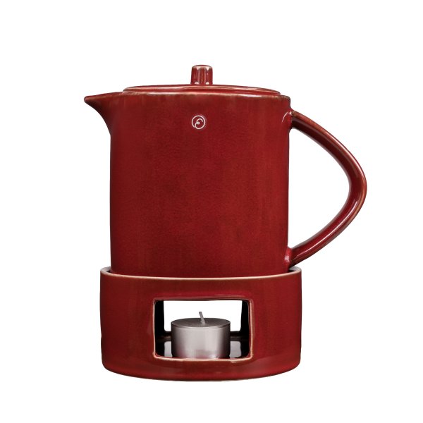 Glögg pitcher with warmer in red stoneware from Ernst.