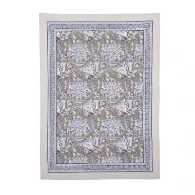 Rectangular patterned kitchen towel Dante from Fondaco in soft cotton with a blue and beige pattern, size 50x70 cm.