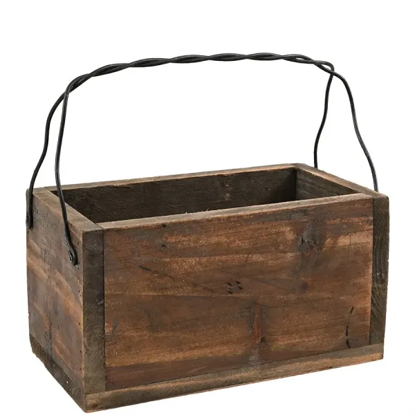 Wooden Box with handle, brown - Miljögården