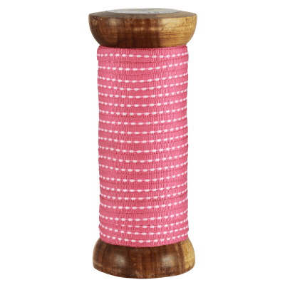 Textilband, prick centrerad, rosa/vit - Strömshaga