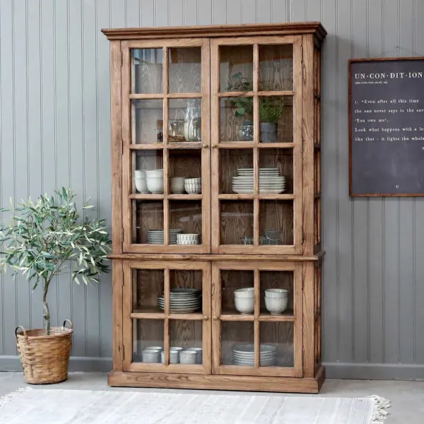 Vitrinskåp Marseille 4 dörrar Natur – Chic Antique