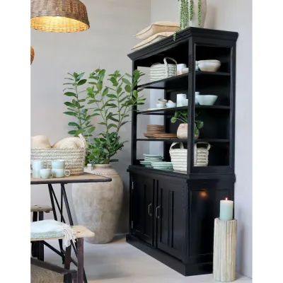 book-shelf-in-black-wood-with-open-shelves-and-doors-underneath