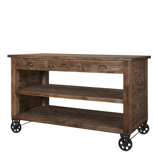 Köksö på hjul med 3 lådor och hyllor från Chic Antique.