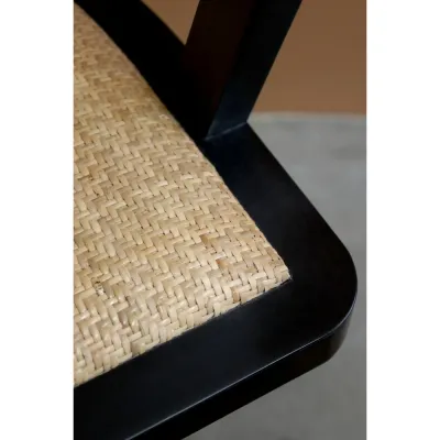 black-swivel-chair-in-wood-and-rattan