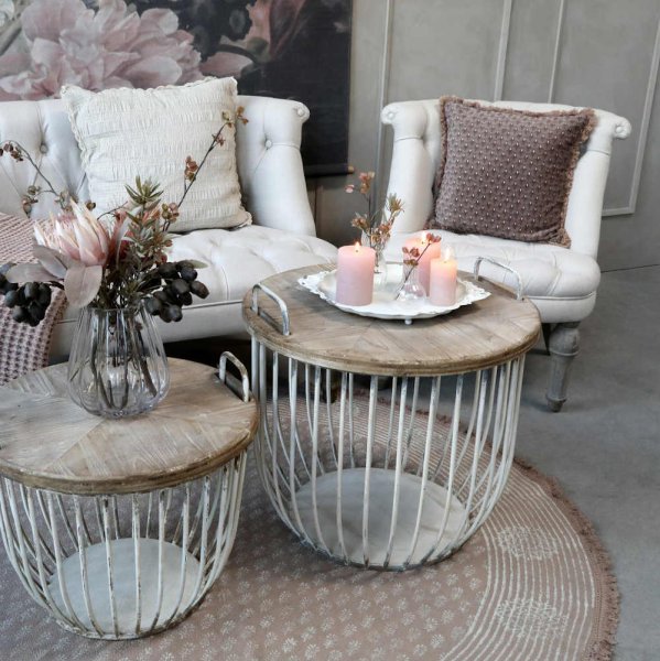 Fransk Fåtölj, Linne, beige - Chic Antique