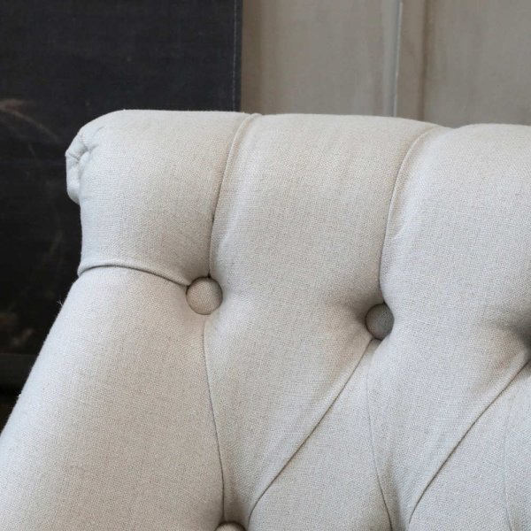 Fransk Fåtölj, Linne, beige - Chic Antique