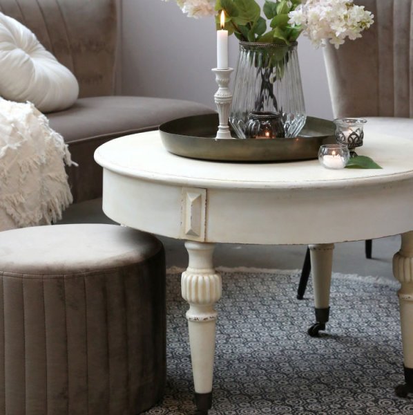 Soffbord på hjul, Marie Antoinette, Antique creme - Chic Antique