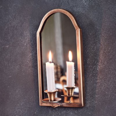 antique-brass-mirrored-wall-candleholder-for-a-dinner-candle