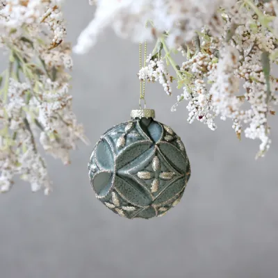 Christmas-tree-bauble-moss green-gold-glitter-from-chic-antique
