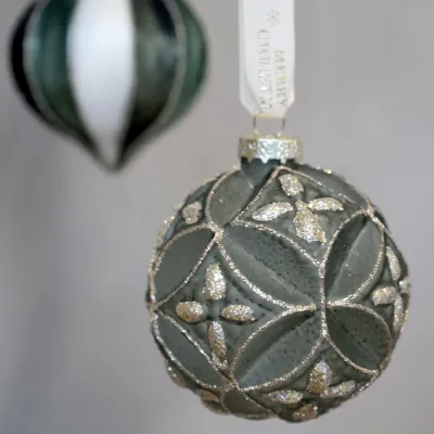 Christmas-tree-bauble-moss green-gold-glitter-from-chic-antique