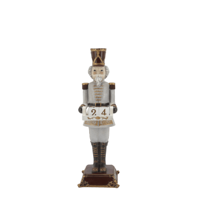 Nutcracker with Christmas Calendar French Grey - Chic Antique