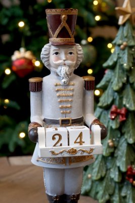 Nutcracker with Christmas Calendar French Grey - Chic Antique